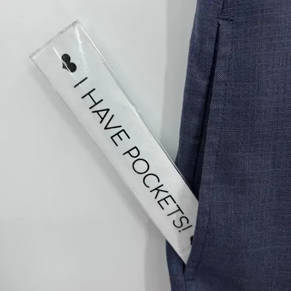 Splendid Linen Blend Button Front Shift Dress Blue Sleeveless M Lightweight - Picture 9 of 12